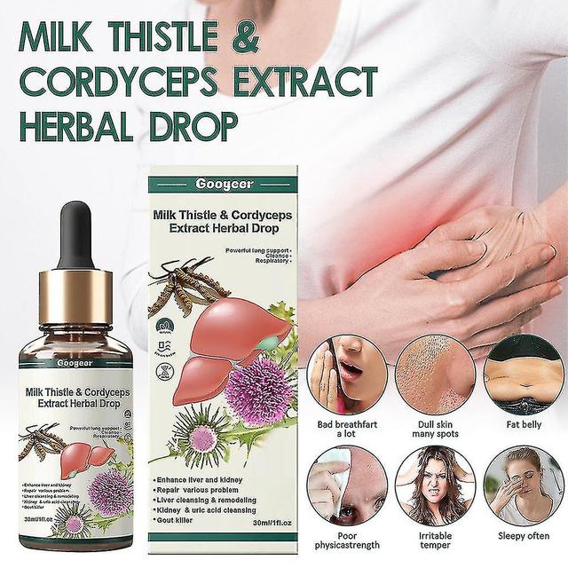 1/2pcs Milk Thistle & Cordyceps Liquid Drops, Liver Support For Liver And Kidney Cleanse Detox & Repair, Herbal Extract 1pcs on Productcaster.