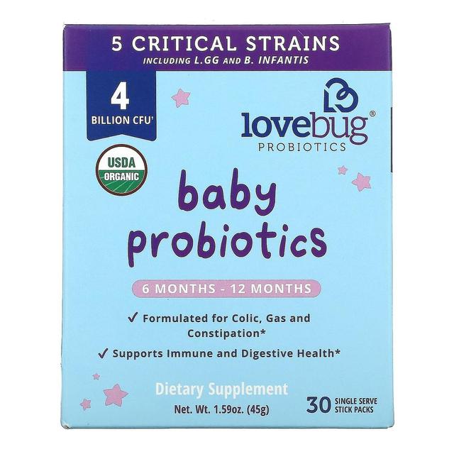 LoveBug Probiotics LoveBug probiotika, baby probiotika, 6-12 måneder, 4 milliarder CFU, 30 single serve stick packs on Productcaster.