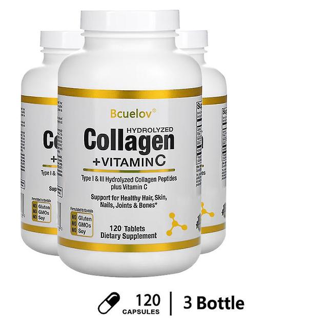 Vorallme Hydrolyzed Collagen Peptides+vitamin C Anti-aging, Whitening Supports Hair,skin,nails,joints&bones-contains - Non-gmo 120 count-3 bottle on Productcaster.