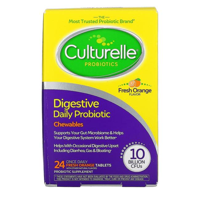 Culturelle, digestivo diário probiótico, laranja fresca, 10 bilhões de CFUs, 24 comprimidos uma vez por dia on Productcaster.