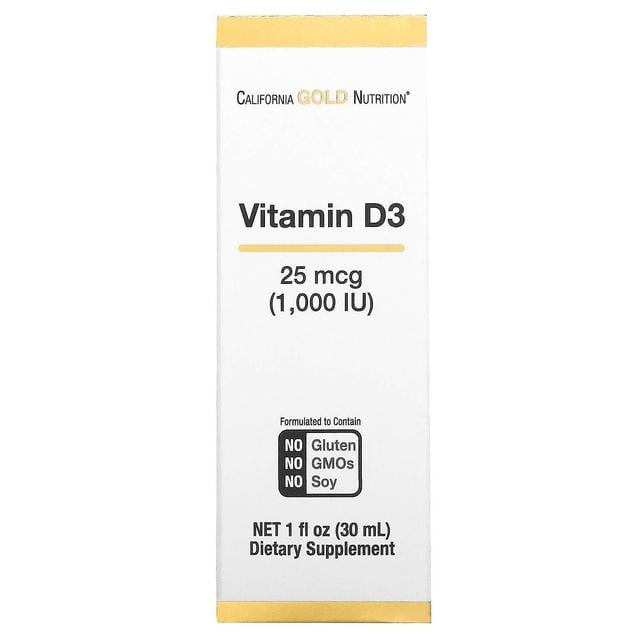 California Gold Nutrition, Witamina D3 płynna, 25 mcg (1,000 IU), 1 fl oz (30 ml) on Productcaster.