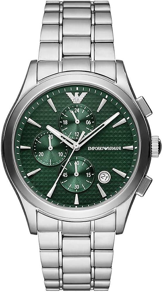 Emporio Armani herreklokke AR11529 sølv og grønt on Productcaster.