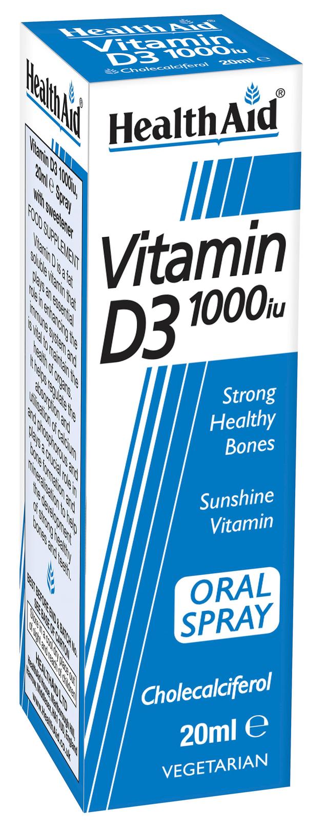 Health Aid Vitamin D3 1000iu Spray, 20ml on Productcaster.