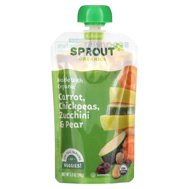 Sprout Organics, Alimentos para bebês, 6 meses & Up, Cenoura, Grão de bico, abobrinha & Pera, 3,5 oz (99 g) on Productcaster.