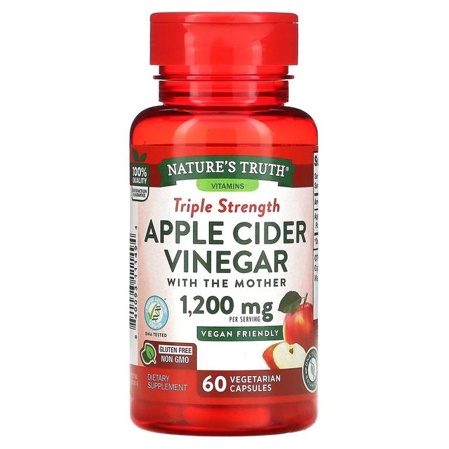 Nature's Truth, Triple Strength Apple Cider Vinegar with The Mother, 600 mg, 60 Vegetarian Capsules on Productcaster.