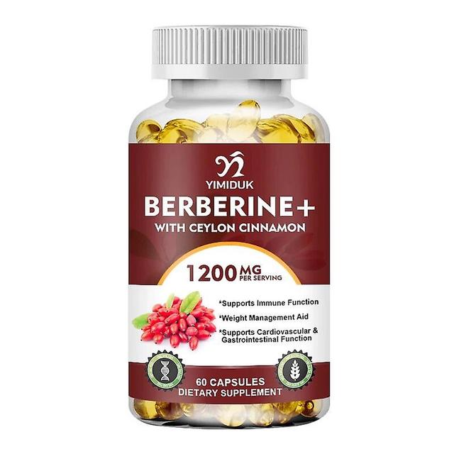 Visgaler Berberine Capsules Ceylon Cinnamon Bitter Gourd Support A Healthy Immune System, Improve Heart Health And Glucose Health Diet 1 Bottles 60pcs on Productcaster.