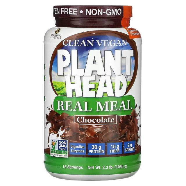 Genceutic Naturals, Clean Vegan Plant Head, Real Meal, Chocolate, 2.3 lb (1,050 g) on Productcaster.