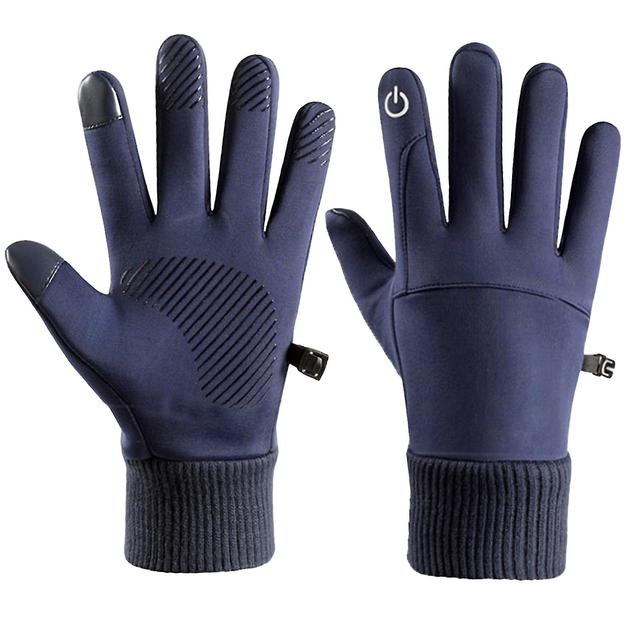 Gants D'hiver Impermables Pour Hommes Gants De Cyclisme Chauds Antidrapants Pour La Conduite De Motos Ski Voyage Bleu on Productcaster.