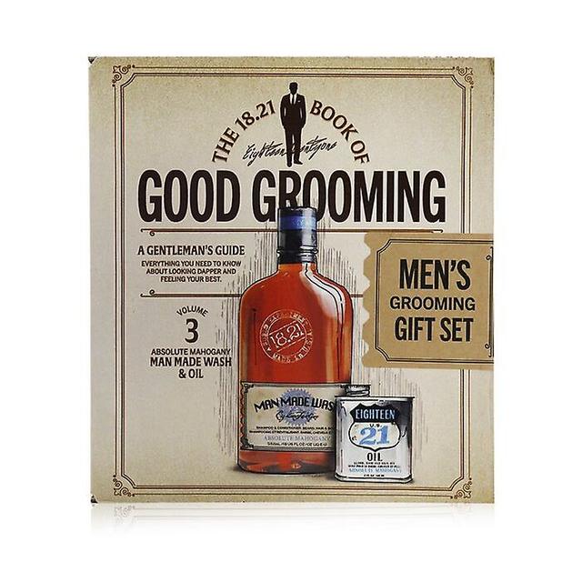 18.21 Man Made Book of good grooming gift set volume 3: absolute mahogany (wash 532ml + oil 60ml ) - 2pcs on Productcaster.