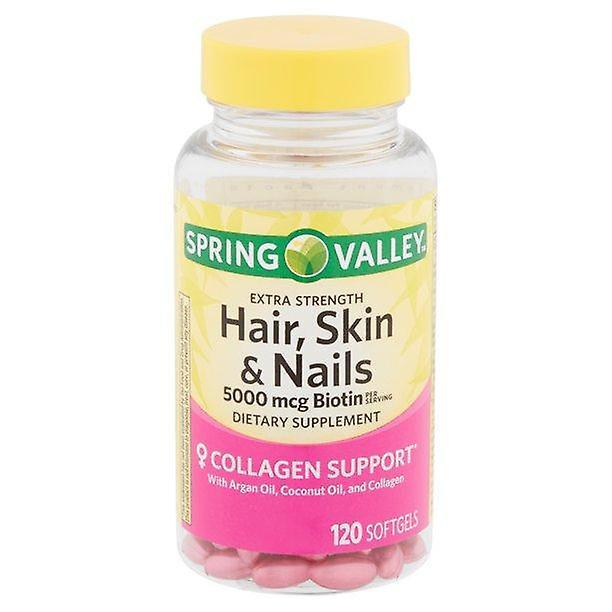 Spring valley extra strength hair, skin, & nails collagen support softgels, 5000 mcg biotin, 120 count on Productcaster.