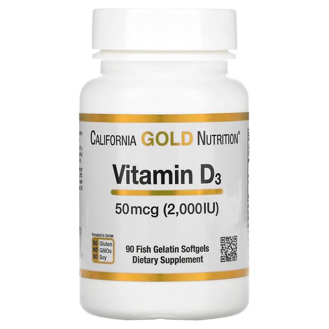 California Gold Nutrition, Vitamin D3, 50 mcg (2,000 IU), 90 Fish Gelatin Softgels on Productcaster.