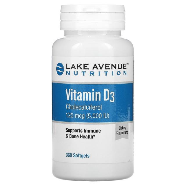 Lake Avenue Nutrition, Vitamin D3, 125 mcg (5,000 IU), 360 Softgels on Productcaster.