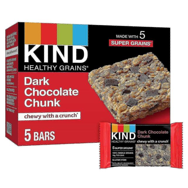 Kind Grãos saudáveis tipo pedaço de chocolate escuro, barras de energia sem glúten, 5 ea on Productcaster.