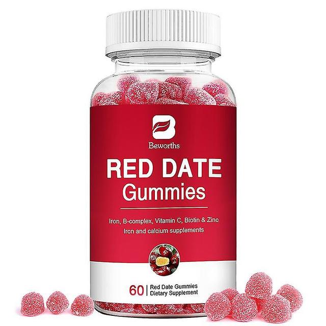 Guoguo Red Date Gummies With Vitamin C & Zinc& B Complex Helps Relieve Fatigue Blood Health For Adults & Kids Supports Energy 60pcs on Productcaster.