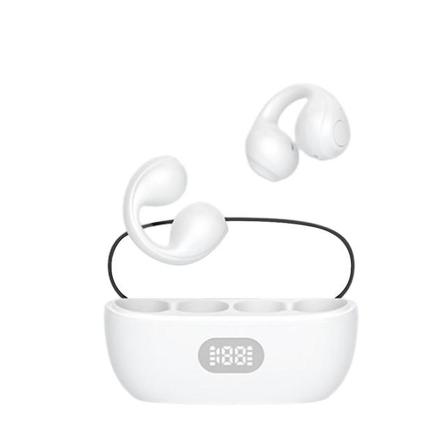 Ear Clip Bluetooth-compatible Headphones Waterproof Binaural Sports Headset For Workout Walking White on Productcaster.