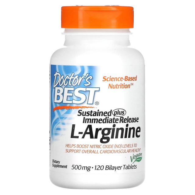 Doctor's Best, Sustained Plus Immediate Release L-Arginine, 500 mg, 120 Bilayer Tablets on Productcaster.