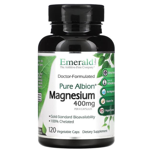 Emerald Laboratories, Pure Albion Magnesium, 100 mg, 120 Tampas Vegetais on Productcaster.