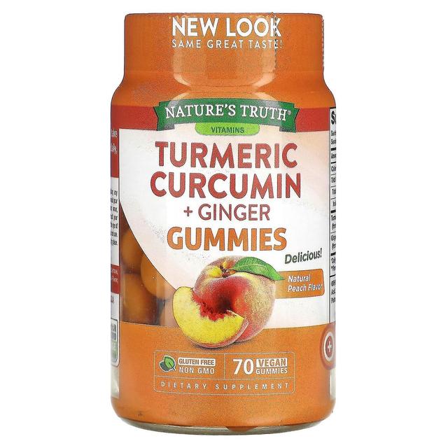 Nature's Truth, Turmeric Curcumin + Ginger, Natural Peach, 70 Vegan Gummies on Productcaster.