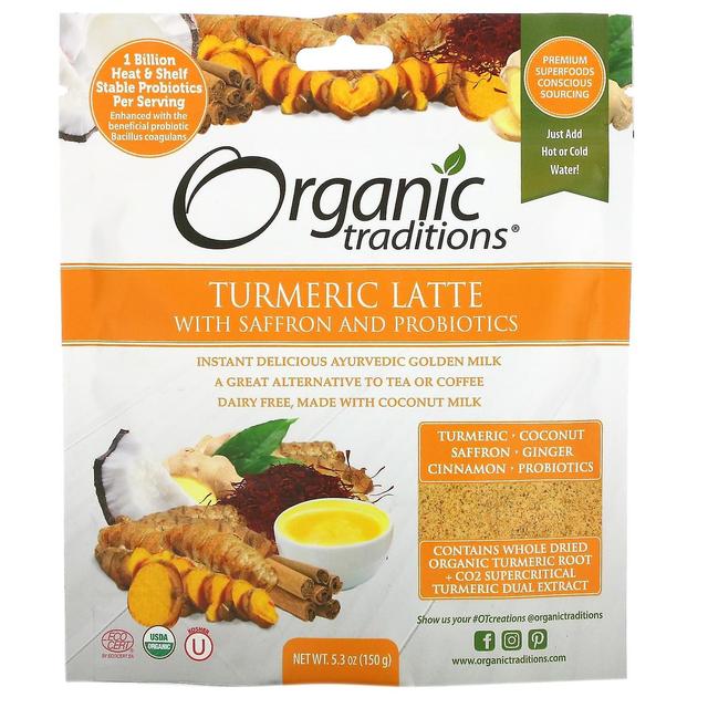 Organic Traditions Tradizioni biologiche, latte alla curcuma con zafferano e probiotici, 5,3 oz (150 g) on Productcaster.