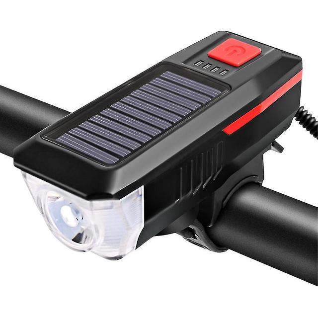 Scacv Solar Bike Alarm Flashlight Usb Charging Waterproof Bike Horns Lamp For Night Riding Red on Productcaster.