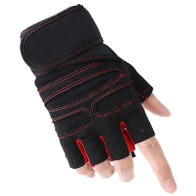 Szmtcv Barbell Weightlifting Gloves Increased Resistance Shock Absorption Sports Gloves Thin Soft Breathable Gloves Red Black L on Productcaster.