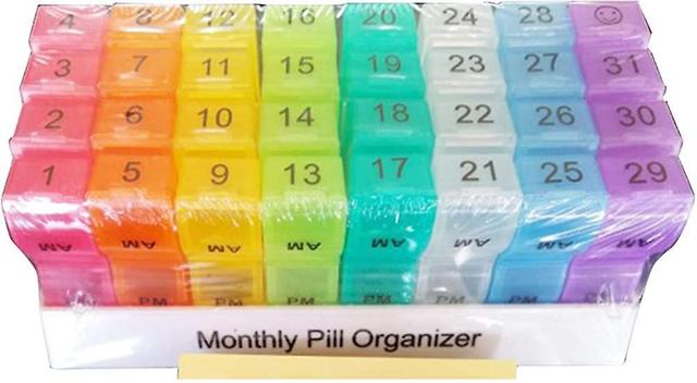 Almi Pill Box Colourful Portable Organizer For Pills Vitamins Everyday Am Pm One Month Storage Gift on Productcaster.