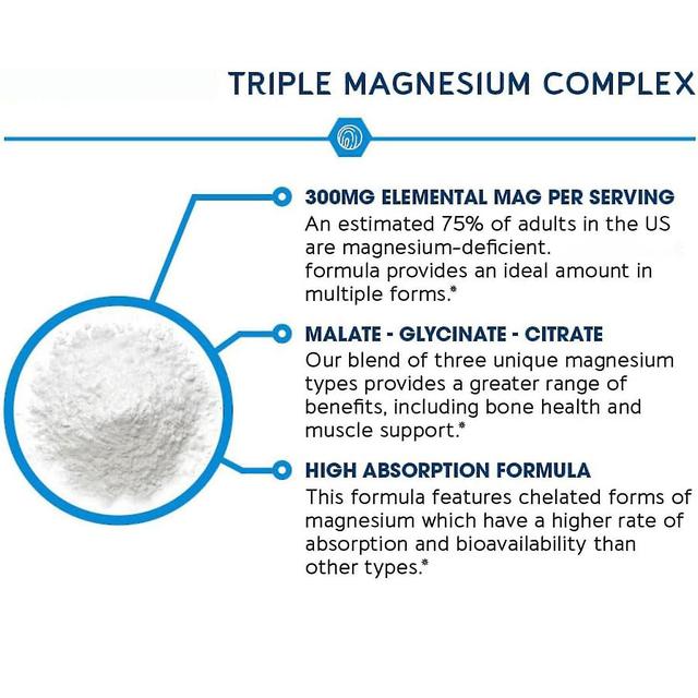 Triple Magnesium Complex Magnesium Glycinate, Magnesium Malate, And Magnesium Citrate -GSL 90 Pcs on Productcaster.