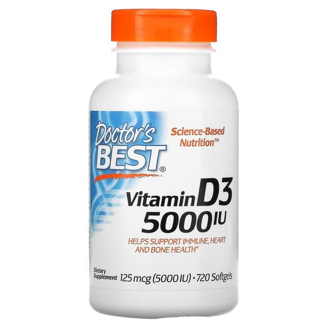 Doctor's Best Lääkärin paras, D3-vitamiini, 125 mcg (5,000 IU), 720 pehmeää geeliä on Productcaster.