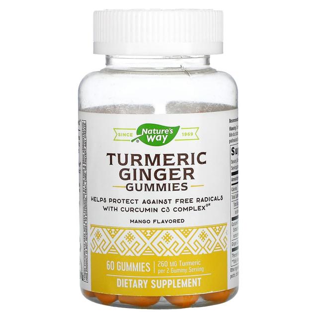 Nature's Way, Turmeric Ginger Gummies, Mango, 130 mg, 60 Gummies on Productcaster.