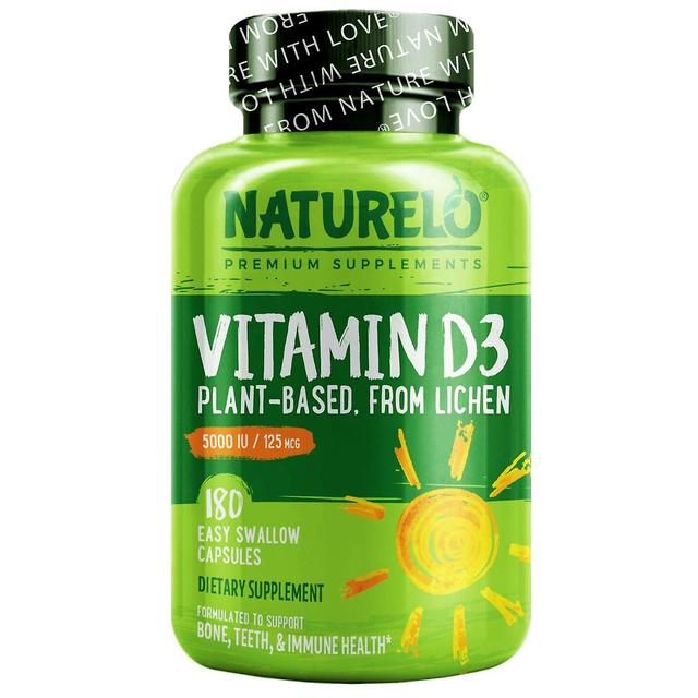 NATURELO, Vitamin D3, Plant Based from Lichen, 125 mcg (5,000 IU), 180 Easy Swallow Capsules on Productcaster.