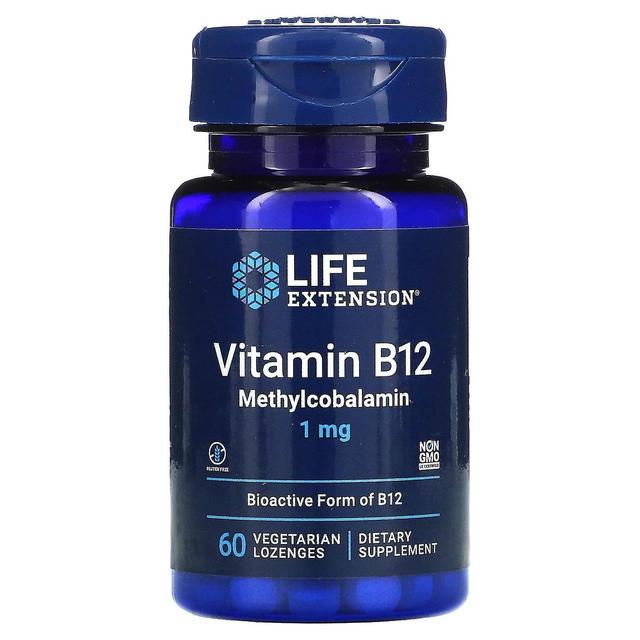 Life Extension Elämän pidentäminen, B12-vitamiini Metyylikobalamiini, 1 mg, 60 kasvispastillia on Productcaster.