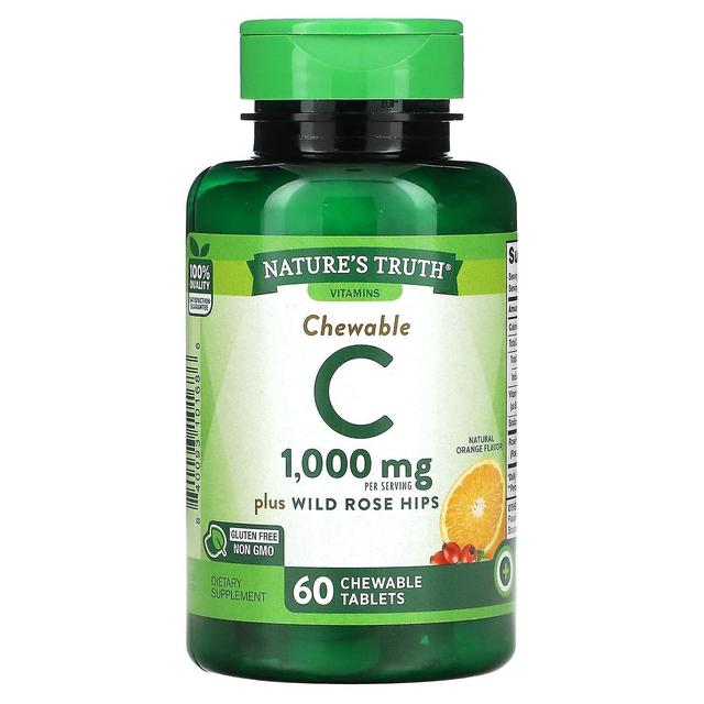 Nature's Truth, Chewable Vitamin C Plus Wild Rose Hips, Natural Orange, 500 mg, 60 Chewable Tablets on Productcaster.