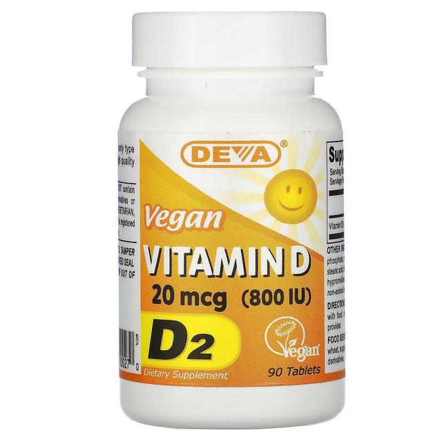 Deva, Vegan Vitamine D, D2, 20 mcg (800 IE), 90 tabletten on Productcaster.