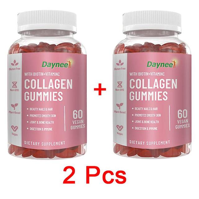 Vorallme 2 Pieces Complex Vitamin Collagen Gummy Promotes Skin Smoothness Increases Bone Density Replenishes Lost Collagen 2Bottle on Productcaster.