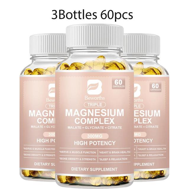 Visgaler Magnesium Complex Capsules Bone & Heart Health Supplement, Sleep Support, Muscle Relaxation, Stress & Anxiety Relief 3bottles 60pcs on Productcaster.