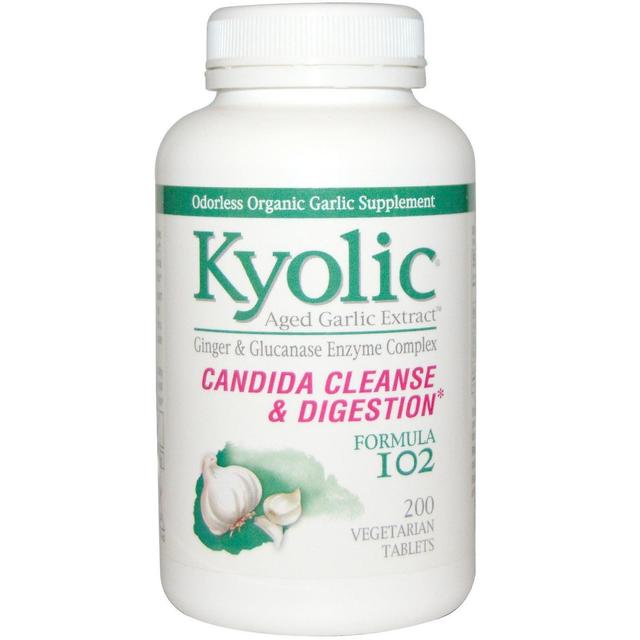 Kyolic, Aged Garlic Extract, Candida Cleanse & Digestion, Formula 102, 200 Veget on Productcaster.