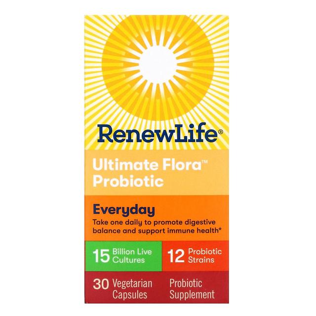 Renew Life, Everyday, Ultimate Flora Probiotic, 15 Billion Live Cultures, 30 Veg on Productcaster.