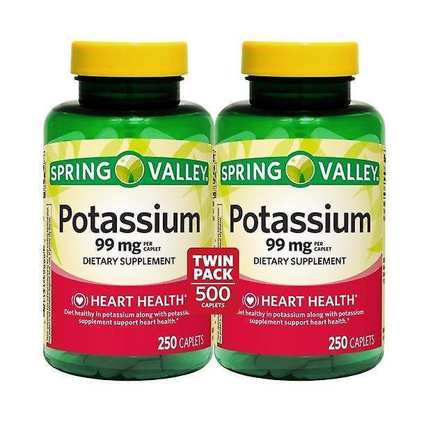 Cápsulas de suplemento dietético de potasio de Spring Valley, 99 mg, 250-count, 2-pack on Productcaster.