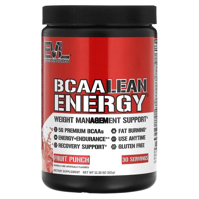 EVLution Nutrition, BCAA LEAN ENERGY, Fruit Punch, 11,32 unzen (321 g) on Productcaster.