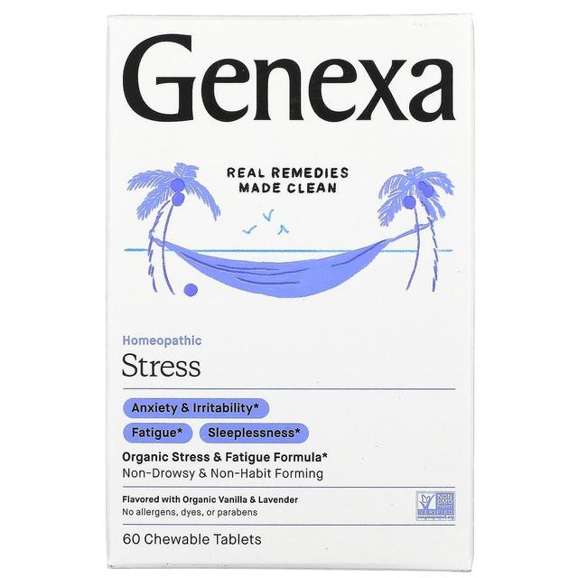 Genexa LLC, Stress, Organisk stress & Trötthet Formel, Ekologisk Vanilj & Lavendel, 60 Tuggtablett on Productcaster.