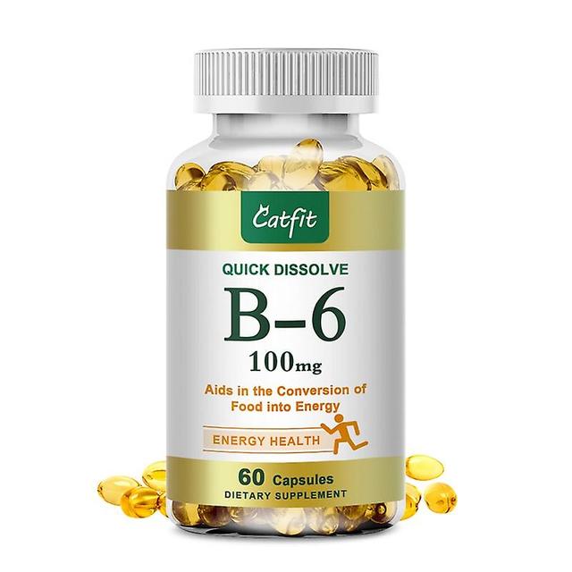 Eccpp Vitamin B6 Vegetarian Capsules Diet Supplements Energy Blood Sugar Mood Kidney&eye Cardiovascular Beauty Health Free Shipping 60 pcs 3 bottles on Productcaster.