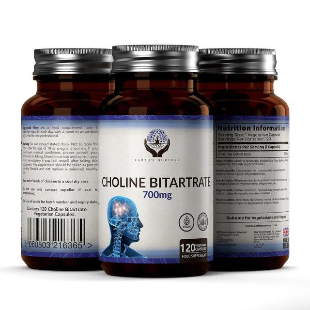 Earth's Nurture Cholinebitartraat (700 mg) - De opvoeding van de aarde 3 Bottles (360 Capsules) on Productcaster.