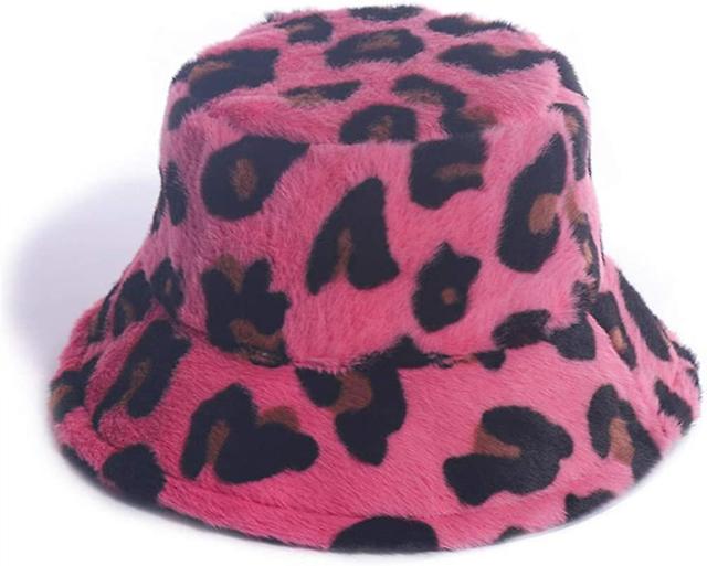 Xiersen Chapeau bob pour femme pacting en peluche pour l'extrieur pour chaud coupe-vent imprim lopard d'hiver Rose on Productcaster.