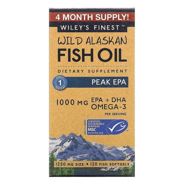 Wileys Finest Wiley's Finest, Olio di pesce selvatico dell'Alaska, Picco EPA, 1.250 mg, 120 Fish Softgels on Productcaster.