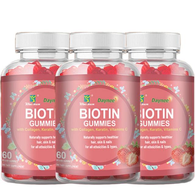 60 Biotin Gummies | Skönhet Gummy Corner - Kollagen Kosttillskott Vitaminer Och Kollagen Stimulerar Ämnesomsättningen 3PCS on Productcaster.