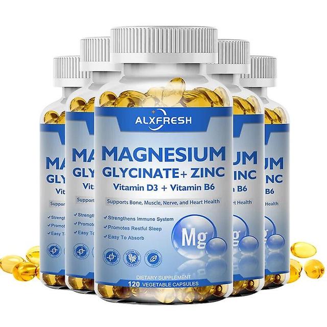 Magnesiumglycinat Och Zink 500 Mg, Mineraltillskott, Naturlig Sömn, Stödjer Benhälsahuamade Huamade 5X flaska 60pcs on Productcaster.