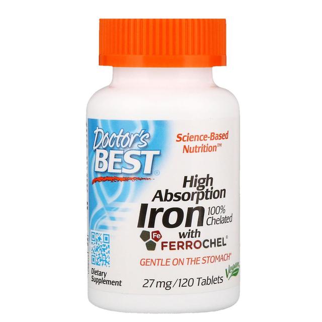 Doctor's Best, High Absorption Iron con Ferrochel, 27 mg, 120 Compresse on Productcaster.