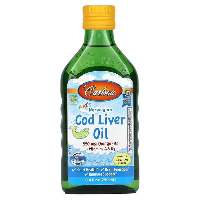 Carlson, Kid's Norwegian, Cod Liver Oil, Natural Lemon , 8.4 fl oz (250 ml) on Productcaster.