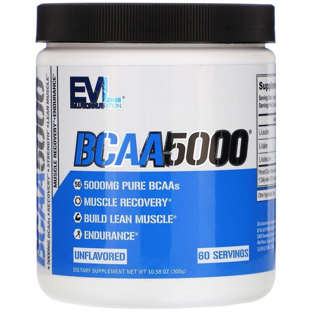 EVLution Nutrition, BCAA5000, Unflavored, 10,58 unzen (300 g) on Productcaster.