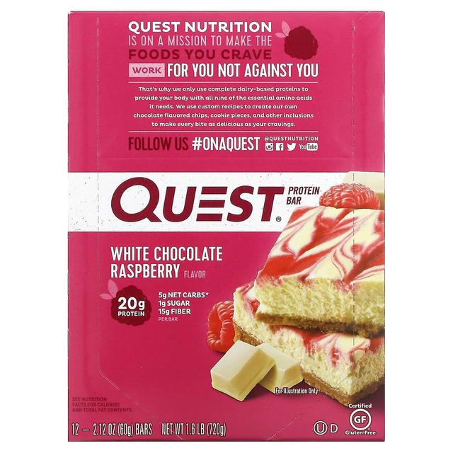 Quest Nutrition, Proteinriegel, weiße Schokoladenhimbeere, 12 Riegel, je 2,12 oz (60 g) on Productcaster.